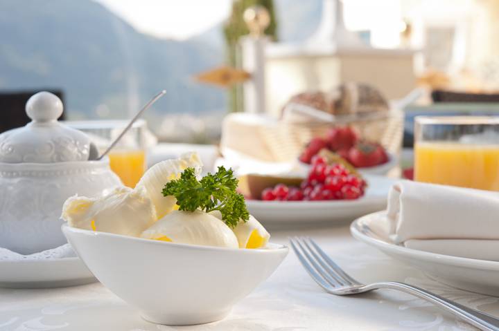 Hotelfotografie: Frühstück im Hotel Gnaid in Dorf Tirol